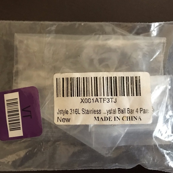 8 stainless steel, crystal barbells. - Picture 7 of 7